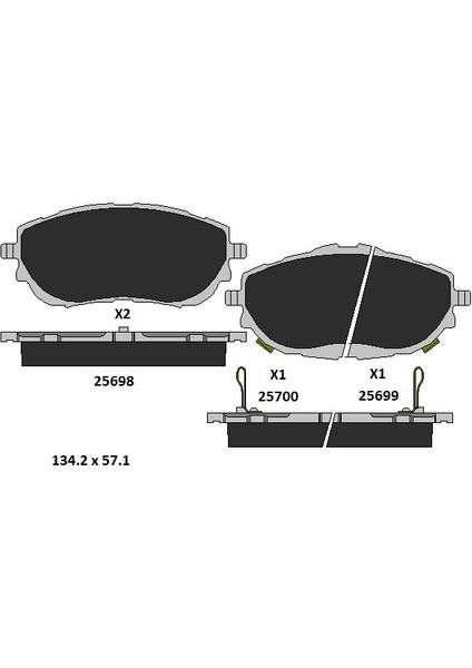 Ön Fren Balatası Toyota Auris Corolla Uyumlu 25698 187 15 Ans KD13 Oem 0446502390 446502390 446502391 modelleri
