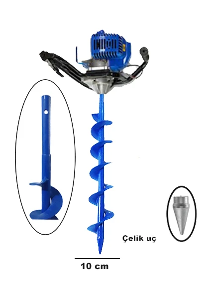 Mert Metal  Motorlu Toprak Burgu Makinesi Aparatı 80X10CM