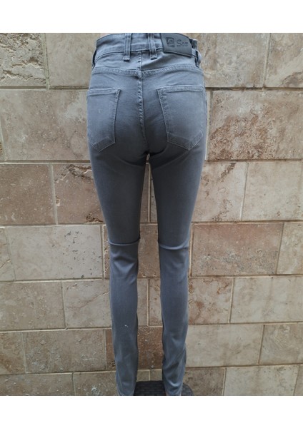 Seajeans Bayan Gri Düz Yıkama Ybel Dar Paca Kot Pantolon