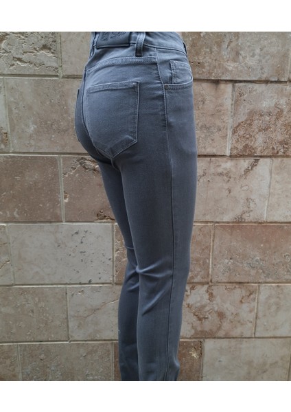 Seajeans Bayan Gri Düz Yıkama Ybel Dar Paca Kot Pantolon