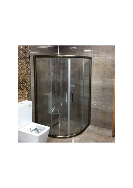 Özelduş 100X100 cm Bronz Profil 5mm Şeffaf Cam Duşakabin..teknesiz