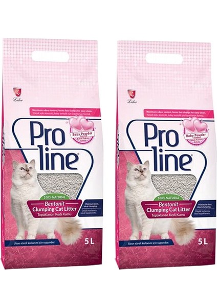 Proline Bebek Pudrası Kokulu Kedi Kumu 5 Lt x 2'li