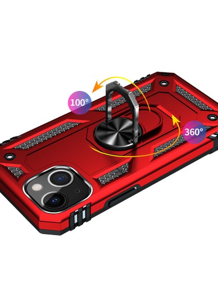 Apple iPhone 13 Mini Kılıf Darbe Korumalı Armor Zırhlı Mıknatıslı Yüzüklü Standlı Silikon Kapak Lacivert modelleri