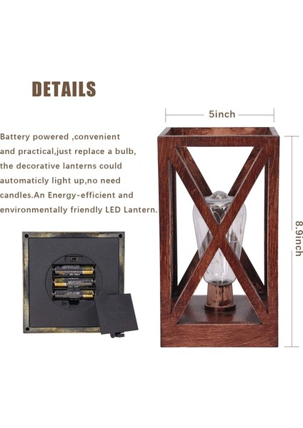 Bedside Table Lamp, Vintage Desk Lamp With LED String Lights & Timer, Battery Lamp, Decorative Lantern Lamps, Kids Night Light For Home Bedr (Yurt Dışından)