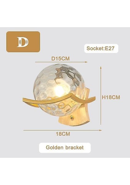 Modern Minimalist LED Wall Sconce For Bedroom Bedside Aisle Creative Vanity Light Shade Luxury Living Room Wall Lamp Decor(D Golden) (Yurt Dışından)