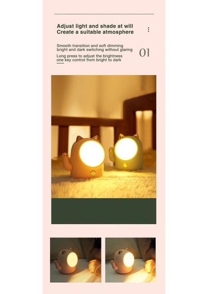 Masa Lambaları LED Gece Işık Dokunmatik Dim USB Şarj Şanslı Kedi Sevimli Başucu Lambası Yatak Odası Dekor Ev Için Çocuk Yaratıcı Hediye | LED Gece Işıkları (Yurt Dışından)