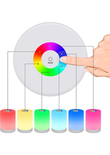 LED Gece Işık Taşınabilir Masa Başucu Lambaları Şarj Edilebilir Sıcak Beyaz Işık ve Renk Değiştirme Rgb Akıllı Dokunmatik Renkli Lamba | Gece Işıkları (Yurt Dışından)