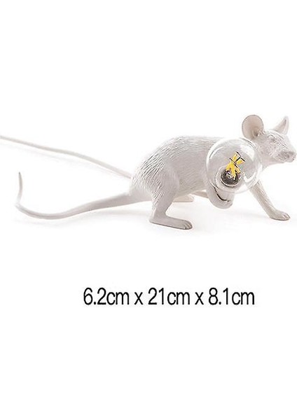 Mouse Desk Lamps Seletti Morden LED Bedside Table Lamp For Home Bedroom Decoration Art Deco Rat Night Lights Eu/au/us/uk Plug(Lying White) (Yurt Dışından)