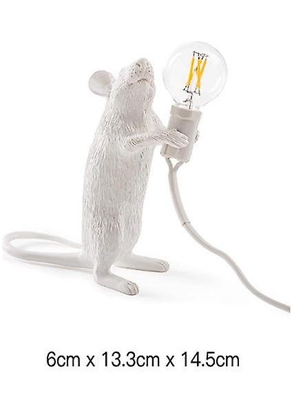 Seletti Morden Fare Masası Lambaları LED Başucu Masa Lambası Ev Yatak Odası Için Dekorasyon Art Deco Sıçan Gece Işıkları Ab / Au / Abd / Ingıltere Fiş (Ayakta Beyaz) (Yurt Dışından)