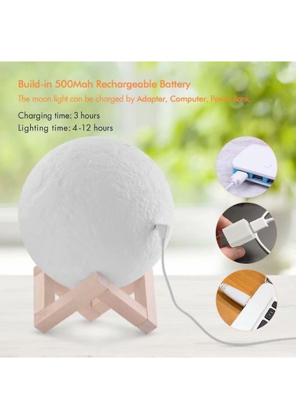 Ay Lambası Gece Lambası 3D Baskılı Ay Işık USB Şarj Serin Beyaz Sıcak Yelloyable Oda Dekorasyon Için (Yurt Dışından) modelleri