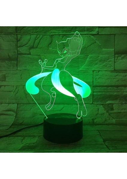 Mewtwo Çocuklar Yatak Odası Anime Masa Lambası 3D LED Gece Lambası (Yurt Dışından)