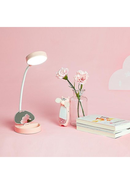 Ledtafellamp Make Up Spiegel LED Licht USB Student Boek Leeslampoogbescherming Mobieletelefoon Houderthuis Slaapzaal Nacht Licht(White) (Yurt Dışından)