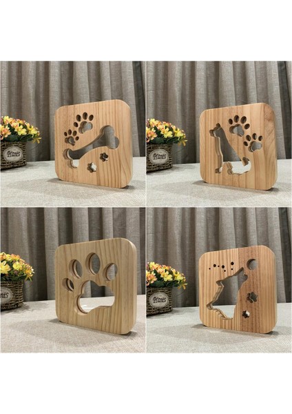 Ahşap Köpek Paw Kurt Kafa Lambası Çocuk Gece Lambası Çocuk Yatak Odası Dekorasyon Sıcak Işık LED USB Gece Işık Çocuk Hediye | Masa Lambaları (Yurt Dışından)