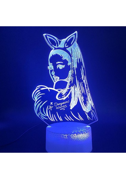 Şarkıcı Ariana Grande Renkli 3D LED Gece Lambası Çocuklar Yatak Odası Masa Lambası (Yurt Dışından)