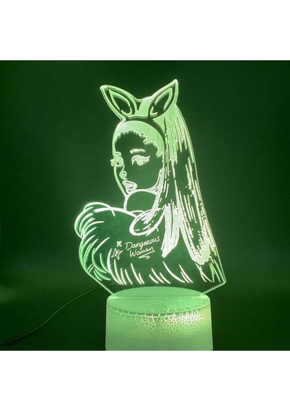 Şarkıcı Ariana Grande Renkli 3D LED Gece Lambası Çocuklar Yatak Odası Masa Lambası (Yurt Dışından)