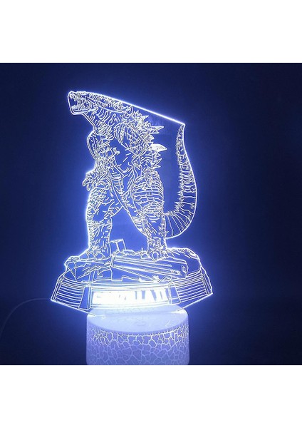 Dinozor Godzilla 3D LED Gece Lambası Yatak Odası Masa Lambası Renk Değiştirme (Yurt Dışından)