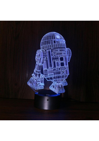 3D LED Gece Lambası Çocuk Yatak Odası Nightlight Anime Lamba R2D2 (Yurt Dışından) fiyatları