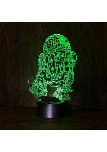 3D LED Gece Lambası Çocuk Yatak Odası Nightlight Anime Lamba R2D2 (Yurt Dışından) modelleri