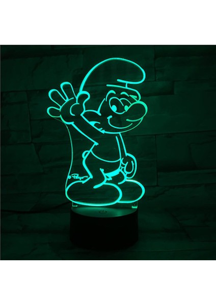 Smurfs USB 3D Anime Gece Lambası Atmosfer LED Masa Lambası (Yurt Dışından)