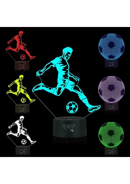 Futbol 3D Lamba, LED Gece Işık Illusion Lambaları 7 Renkler Değişim Dokunmatik Kontrol (Yurt Dışından)