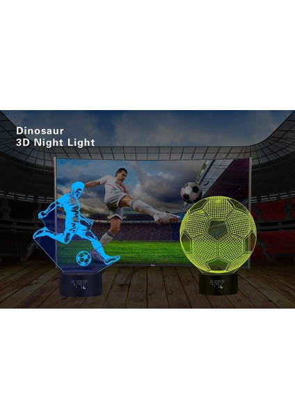 Futbol 3D Lamba, LED Gece Işık Illusion Lambaları 7 Renkler Değişim Dokunmatik Kontrol (Yurt Dışından)