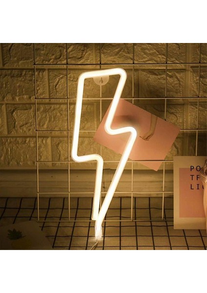 LED Neon Işaretler Sıcak Duvar Lambası Odası Dekor Işığı Işığı Çocuk Yatak Odası Tatil Bar Parti Düğün Noel (Yıldırım) (Yurt Dışından)