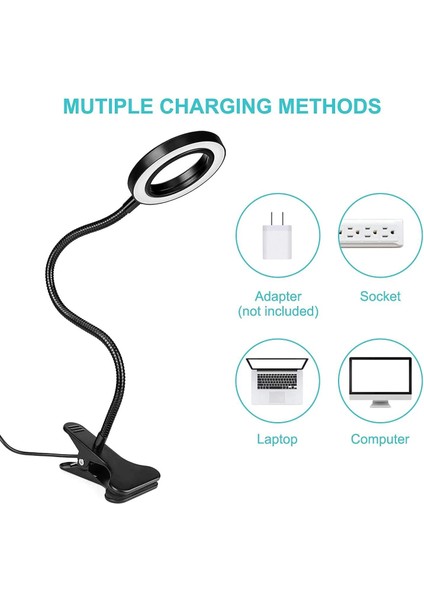 Clip On Desk Lamp, Maxuni 8W 40 LED Adjustable Clamp Reading Light With 3 Color Mode And 10 Level Brightness, Eye-Care Book Light With Remot (Yurt Dışından)