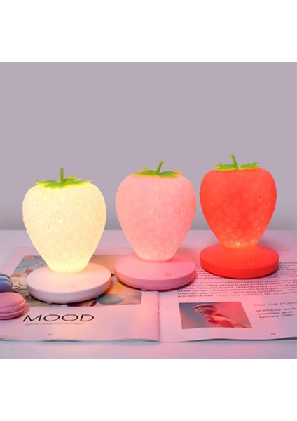 Yaratıcı Masa Lambaları Çilek Tarzı + USB Şarj Edilebilir + Dokunmatik Anahtarı LED Dim Gece Lambaları Çocuklar Başucu Işık Pun Besleme Lambası | LED Masa Lambaları (Yurt Dışından)