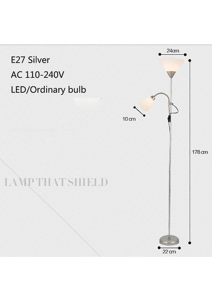 Floor Lamp Double Head Adjustable Vertical Table Lamp Picture Mother Lamp Living Room Study Bedside Lamp LED Eye Protection Lamp(White) (Yurt Dışından)