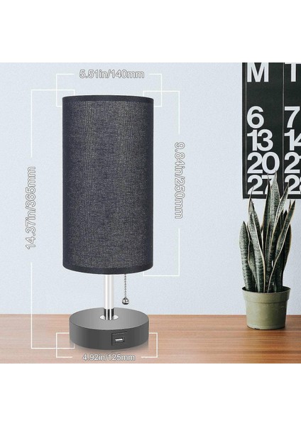 Lambalar Siyah Masa Lambası USB Şarj Limanı Başucu Gecelik Lamba Siyah Kumaş Abajur (Yurt Dışından) fırsatları