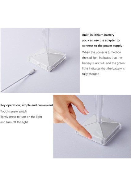 11.5 cm Elmas Masa Lambası, 220 V USB Şarj Net Kırmızı Başucu Dekoratif Kristal LED Masa Lambası, Akrilik LED Masa Lambası, Şeffaf Masa Lambası (Yurt Dışından)