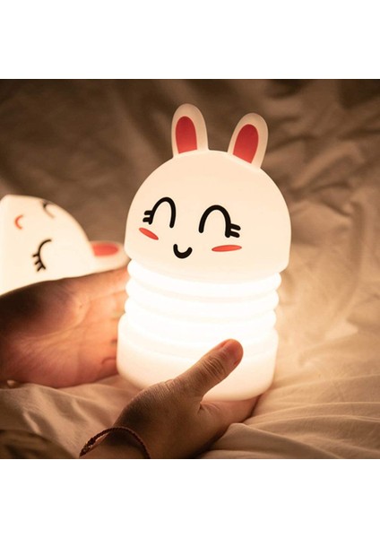 Uonlytech Silicone Rabbit Lamp Colorful Bunny Bedside Night Light Desktop Animal LED Lamp Infant Baby Sleeping Table Lamp Bedroom Night Lamp (Yurt Dışından)