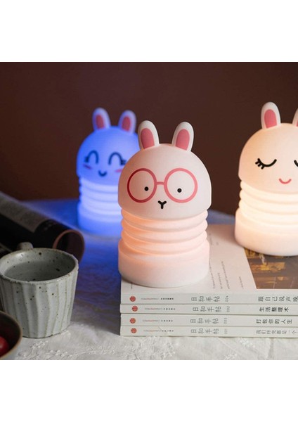 Uonlytech Silicone Rabbit Lamp Colorful Bunny Bedside Night Light Desktop Animal LED Lamp Infant Baby Sleeping Table Lamp Bedroom Night Lamp (Yurt Dışından)