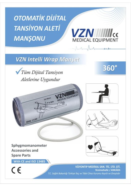 Dijital Tansiyon Aletlerine Uyumlu Kol Manşonu (360 Derece Kavrama Özelliği )