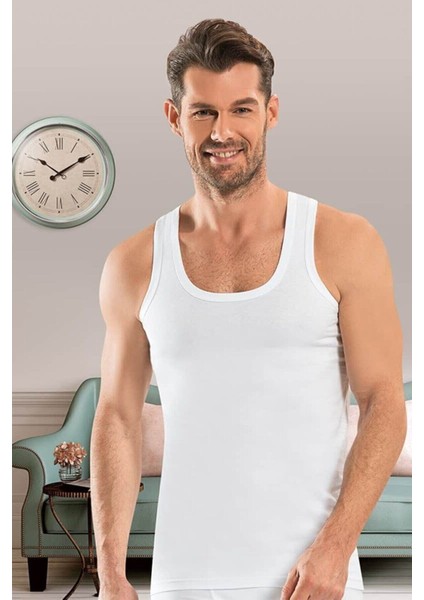 Jiber 101 Erkek Beyaz %100 Pamuk Askılı Atlet