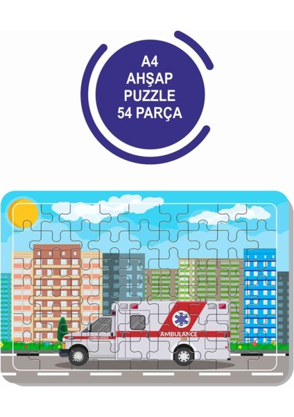 2'li Set 54 Parça Ahşap Puzzle Sevimli Hayvanlar ve Ambulans Çocuklar Için fiyatları