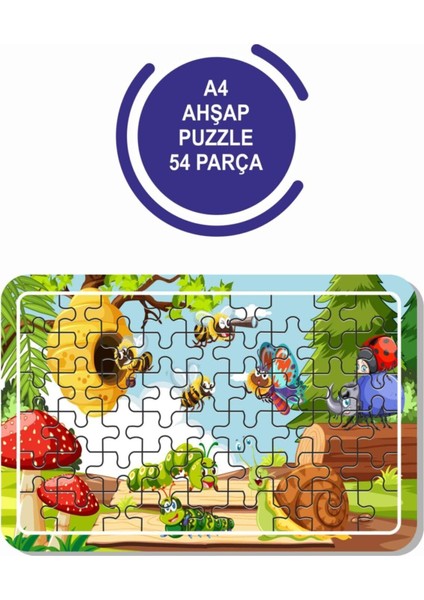 2'li Set 54 Parça Ahşap Puzzle Sevimli Hayvanlar ve Ambulans Çocuklar Için modelleri