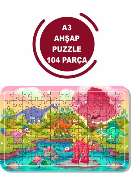 Dinazorlar A3 104 Parça Puzzle, Oyuncak, Yapboz