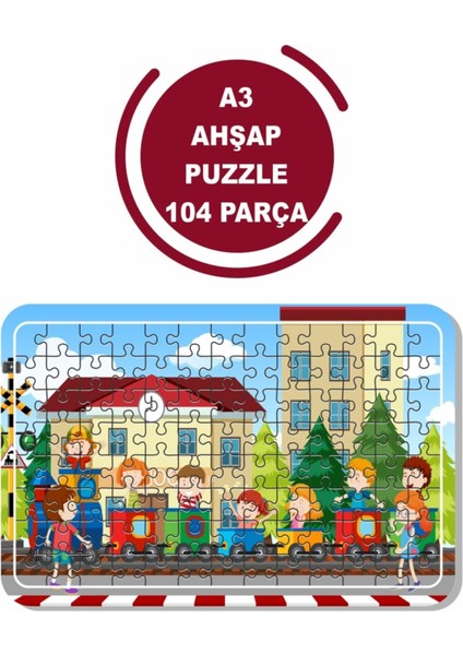 Tatil ve Oyun Zamanı A3 104 Parça Puzzle, Oyuncak, Yapboz