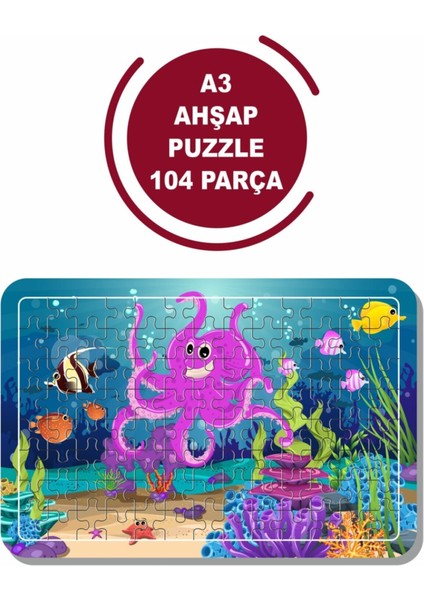 Deniz Canlıları A3 104 Parça Puzzle, Oyuncak, Yapboz