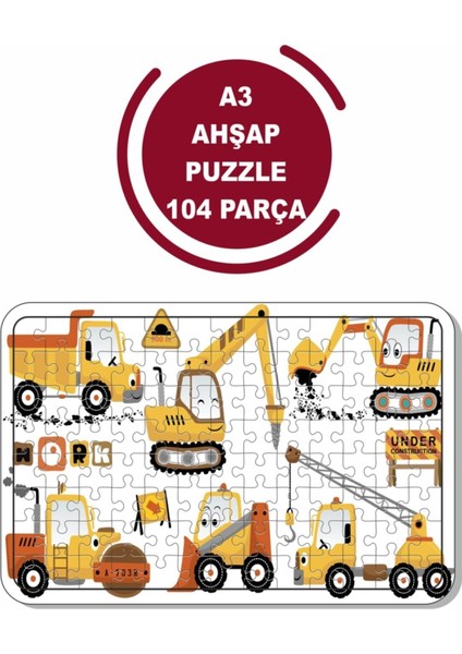 Iş Makinaları A3 104 Parça Ahşap Puzzle