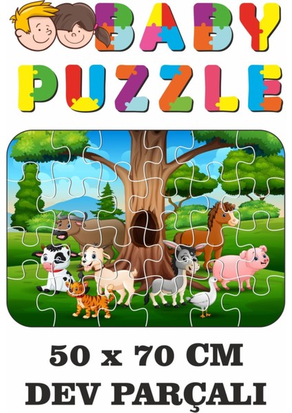 Sevimli Hayvanlardan Oluşan Dev Parçalı Eğlenceli Puzzle 50X70 cm Puzzle