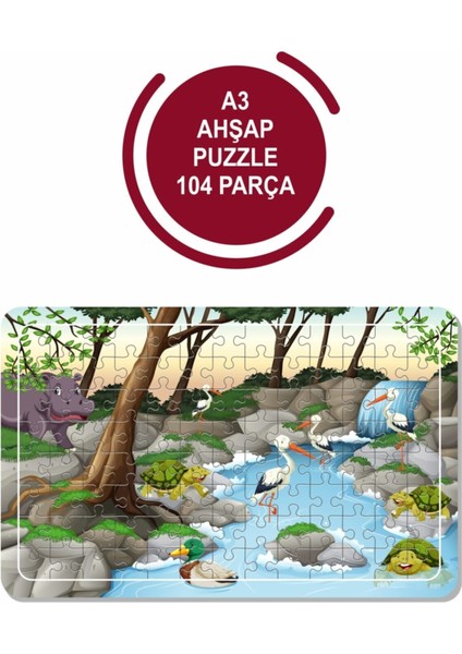Sevimli Hayvanlar A3 104 Parça Puzzle, Oyuncak, Yapboz