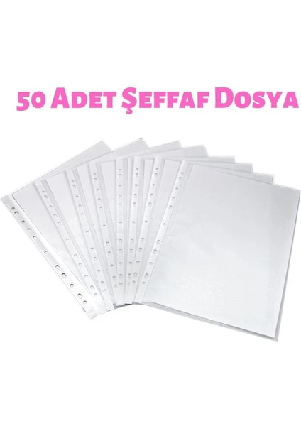 Şeffaf Dosya Delikli A4 Dosya Poşet Dosya 50 Li Paket