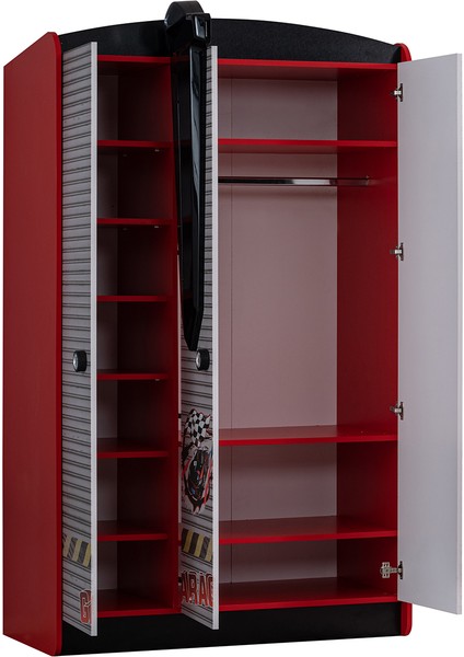 Sports Çocuk Odası Takımı, Kırmızı - Merso Arabalı Yatak - Dolap - Masa - Şifonyer modelleri