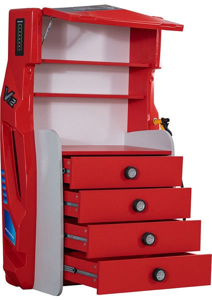 Sports Çocuk Odası Takımı, Kırmızı - Merso Arabalı Yatak - Dolap - Masa - Şifonyer indirimleri