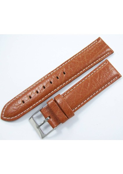 First Deri Saat Kayışı 20MM Taba Saat Kordonu Beyaz Dikişli Çatla