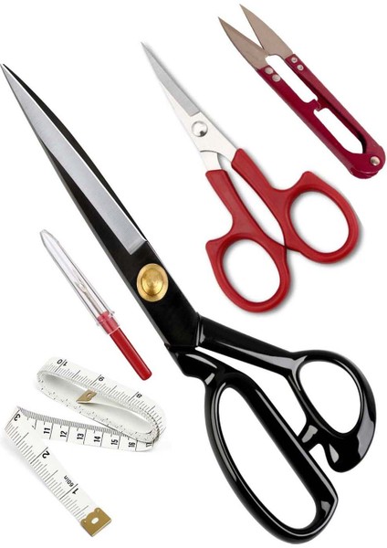 12" 30.50 cm Siyah Saplı Çelik Somunlu Profesyonel Kumaş Kesim Makası Set