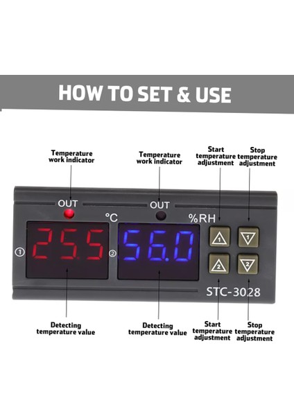 Dijital Ekran Sıcaklık ve Nem Kontrol Regülatörü - Çok Renkli (Yurt Dışından)
