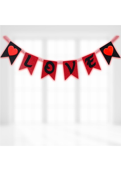 Kalpli Love, Simli Eva Uzar Yazı - 17cm x 115cm